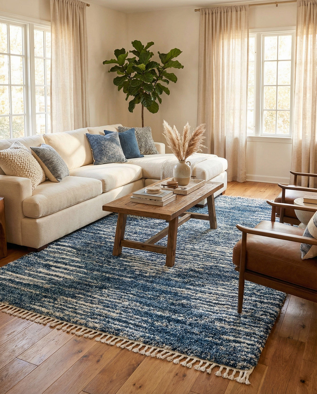 Tranquil Tides Shag Collection Area Rug -  Azure Rectangle Blue  lifestyle 21