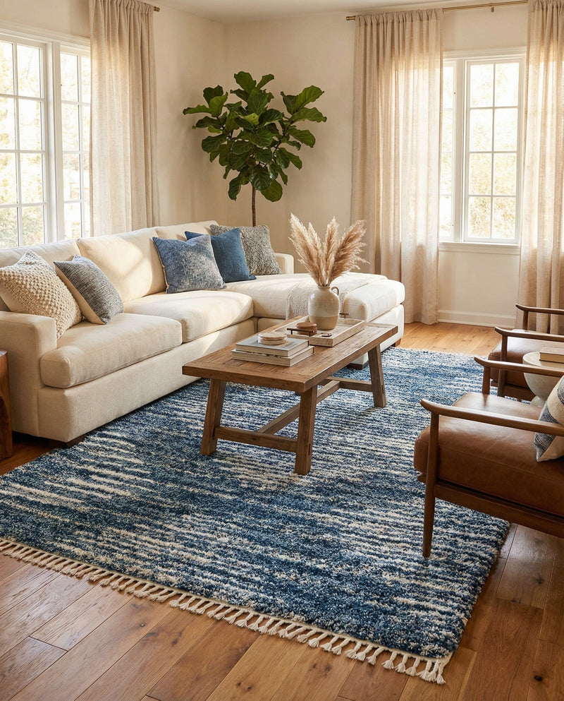 Tranquil Tides Shag Collection Area Rug -  Azure Rectangle Blue  lifestyle 21