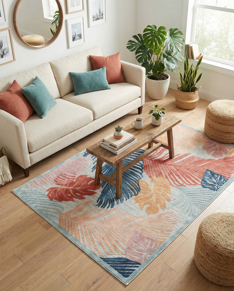 Seaside Blooms Collection Area Rug -  Tranquil Rectangle Multi  lifestyle 28