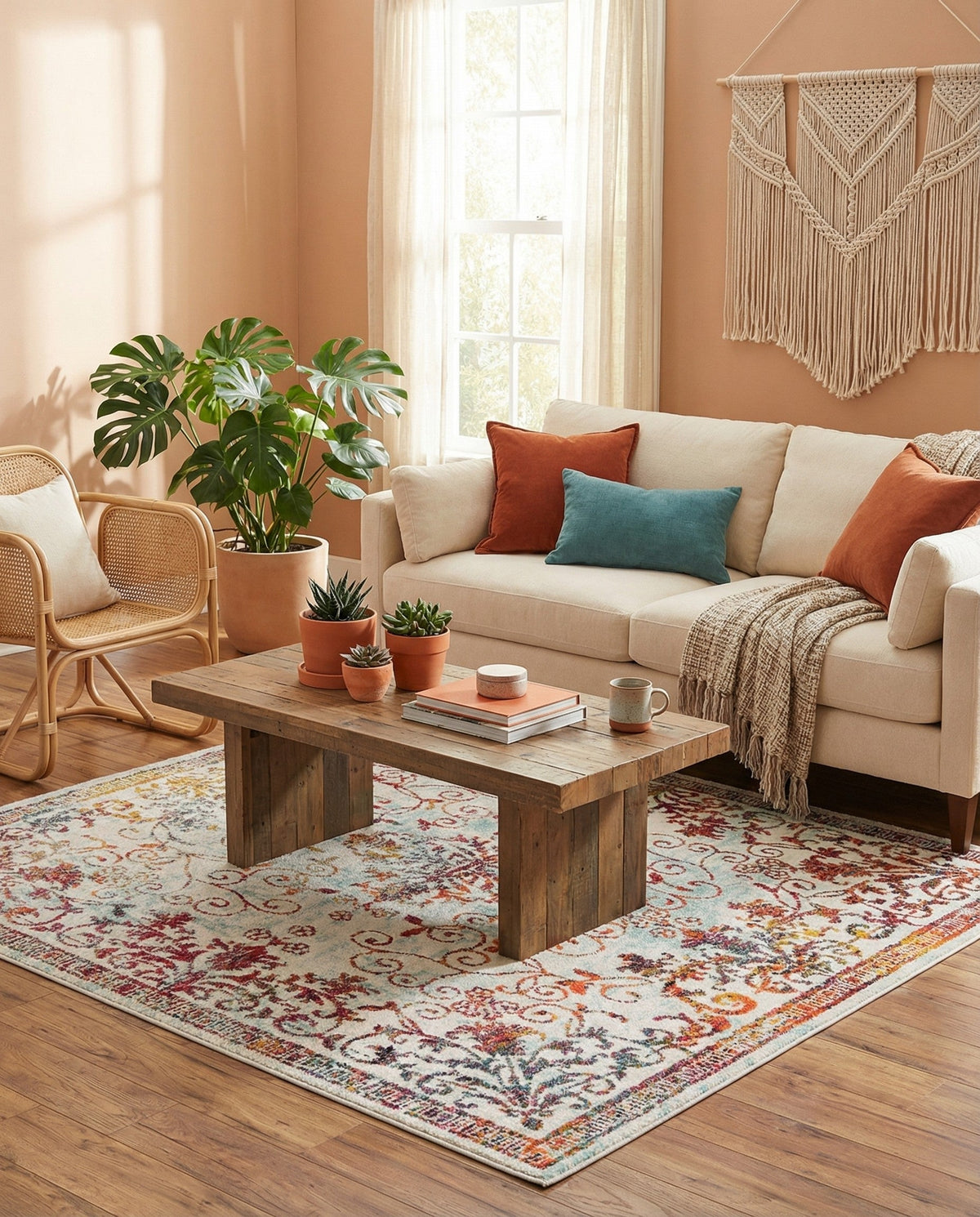 Brighton Terrace Collection Area Rug -  Saltdean Square Ivory  lifestyle 113