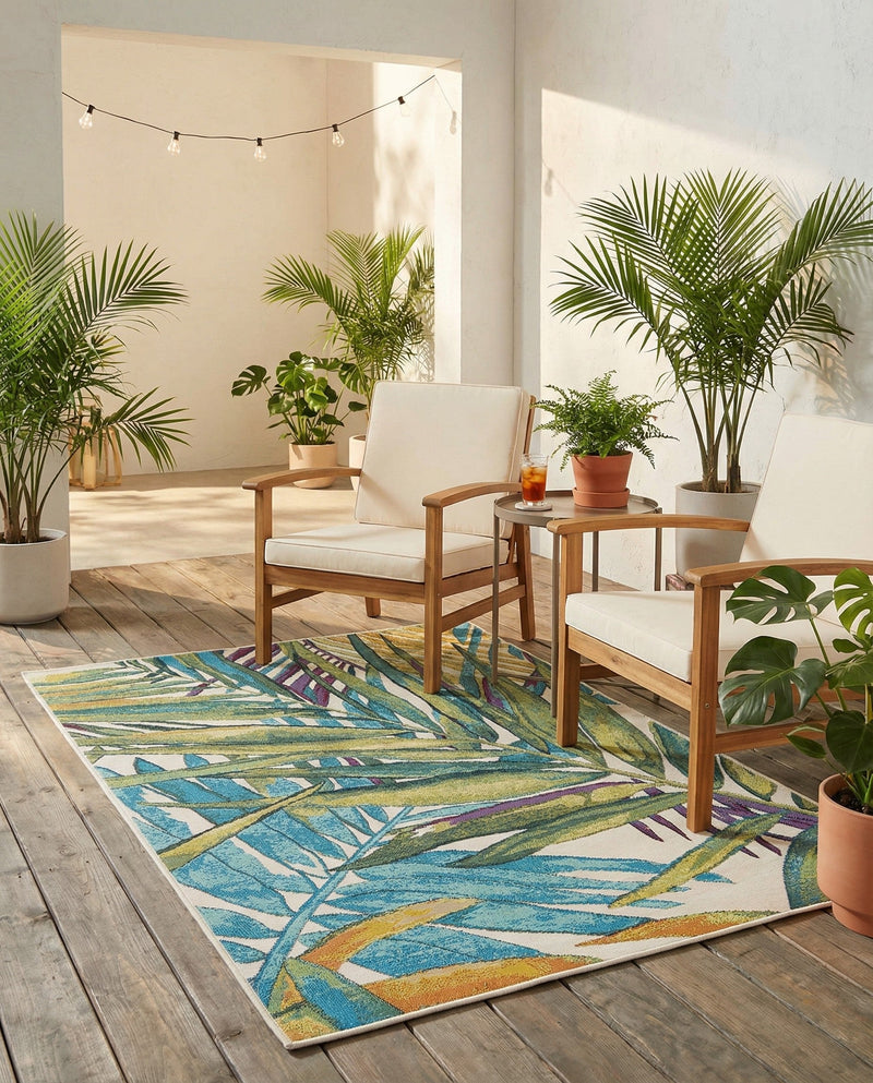 Seaside Blooms Collection Area Rug -  Arcadia Rectangle Multi  lifestyle 25