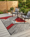 Urban Terrace Collection Area Rug -  Porch Rectangle Red and Black  lifestyle 16