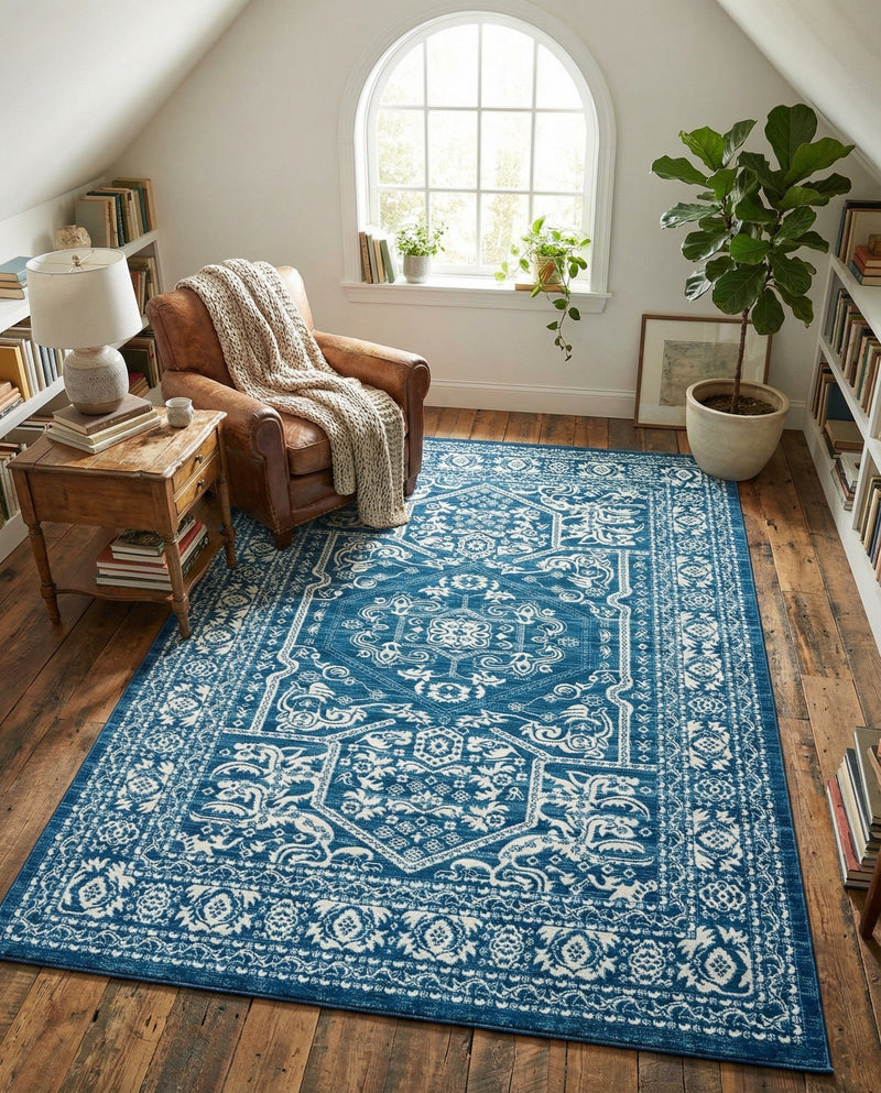 Charleston Elegance Collection Area Rug - Harborview Rectangle Blue  lifestyle 45