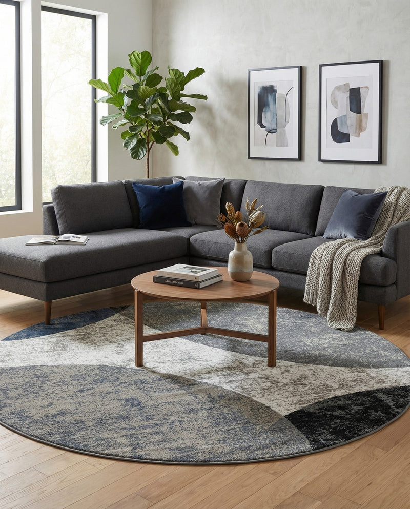 Copenhagen Edge Collection Area Rug -  Amager Round Multi  lifestyle 68