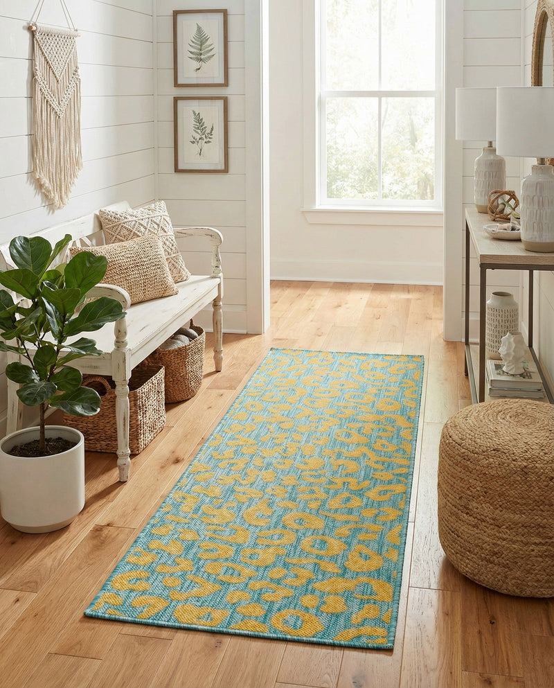 Savannah Escape Collection Area Rug -  Amazon (Blue Yellow) Runner Blue Yellow  lifestyle 41