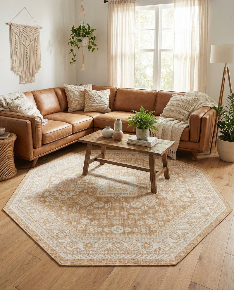 Tribal Terrace Treasures Collection Area Rug -  Incan Isle (Natural) Octagon Natural  lifestyle 42