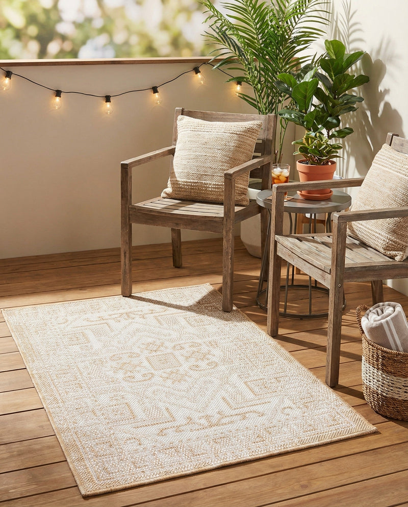 Tribal Terrace Treasures Collection Area Rug - Mayan Marina (Natural) Rectangle Natural  lifestyle 34