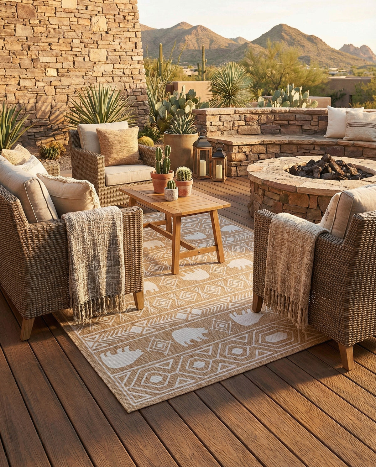 Mesa Oasis Rugs Collection Area Rug - Sundown Square Taupe  lifestyle 150