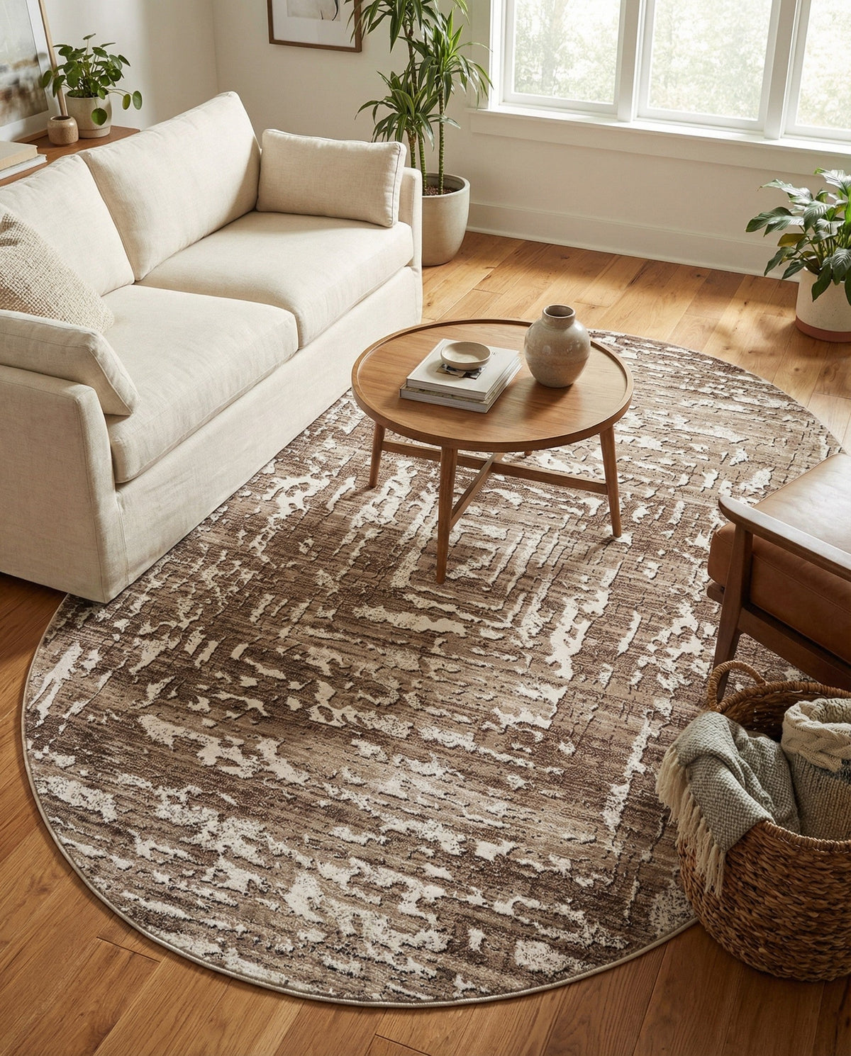 Sanctuary Retreat Collection Area Rug -  Asylum Oval Chocolate Brown  lifestyle 178