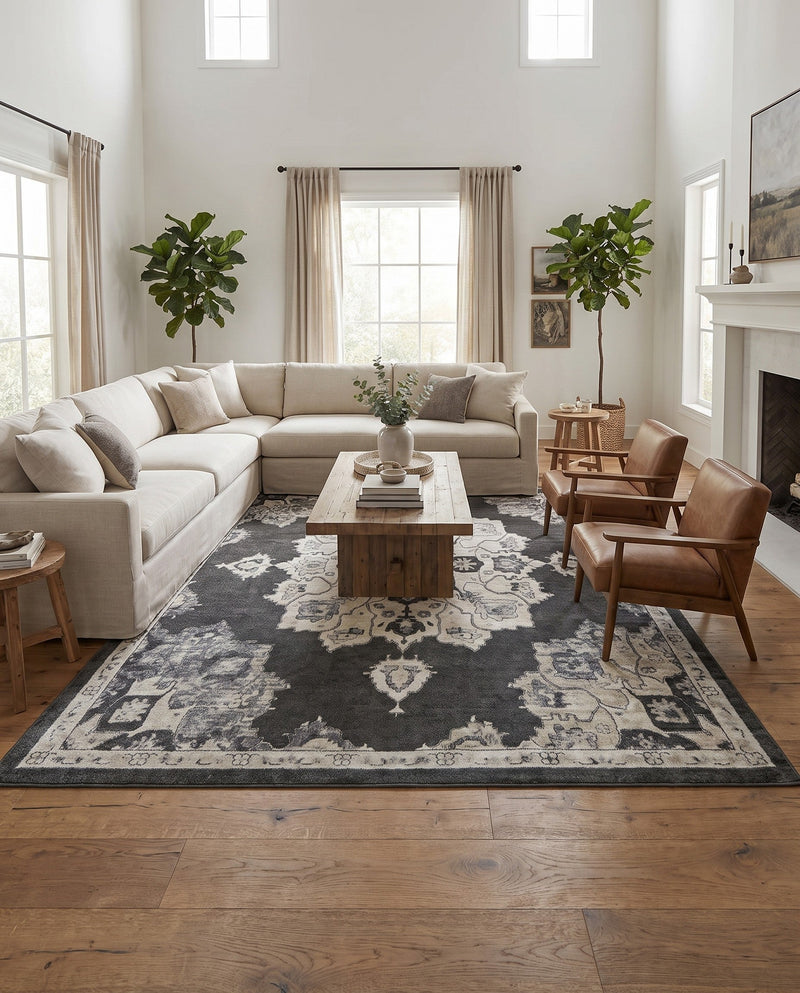 Beverly Grove Collection Area Rug - Melrose (Charcoal) Rectangle Charcoal  lifestyle 25
