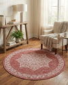 Patio Heritage Collection Area Rug -  Charleston (Rust Red) Round Rust Red  lifestyle 44