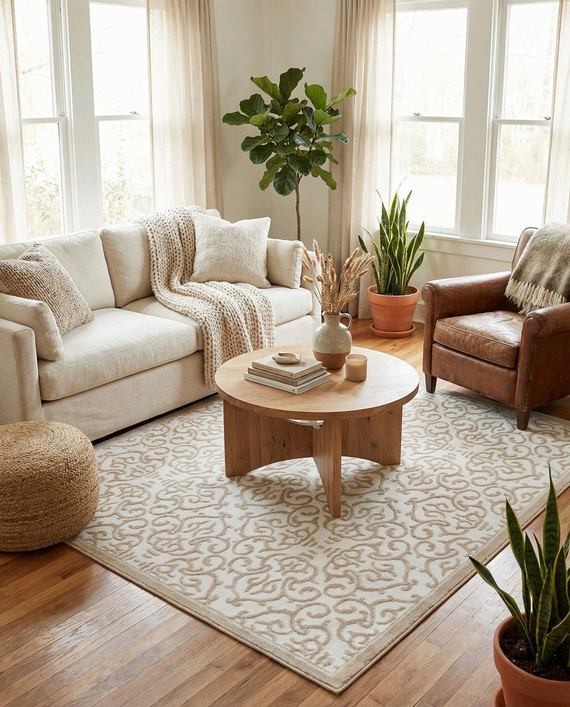 Andes Summit Collection Area Rug -  Pichincha Square Snow White  lifestyle 74