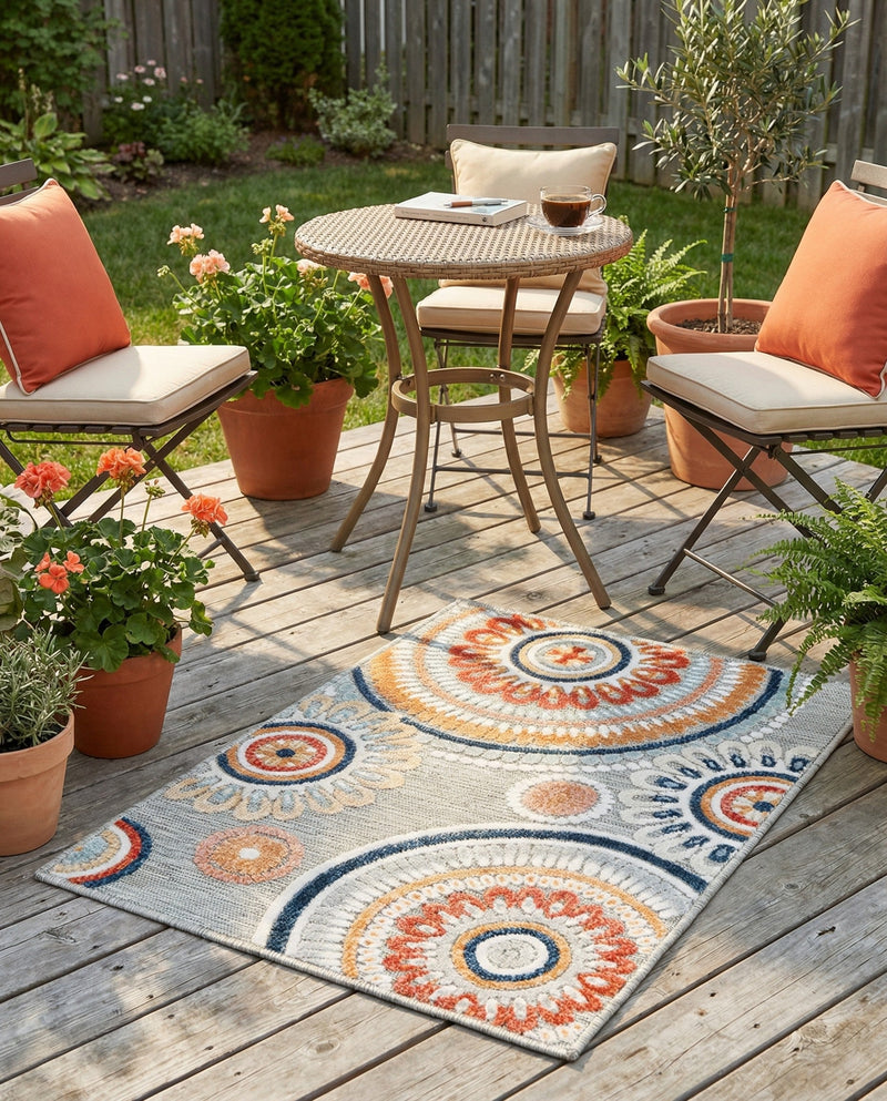 Seaside Blooms Collection Area Rug -  Eden Rectangle Gray  lifestyle 53