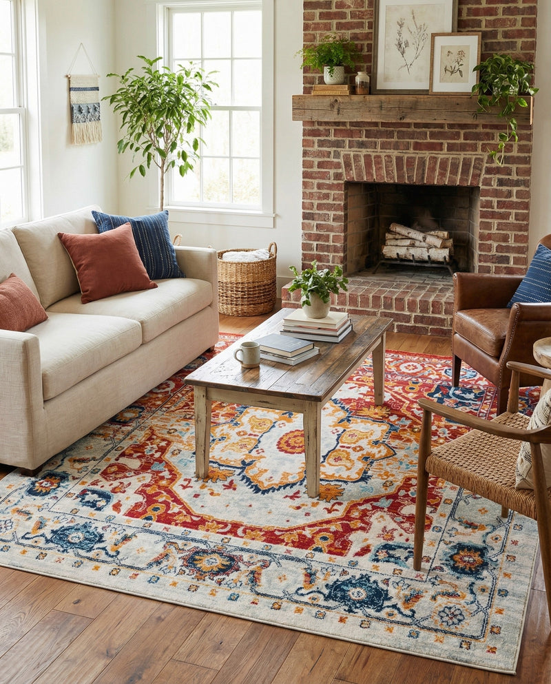Parisian Elegance Collection Area Rug - Versailles (Rust Red) Square Rust Red  lifestyle 65