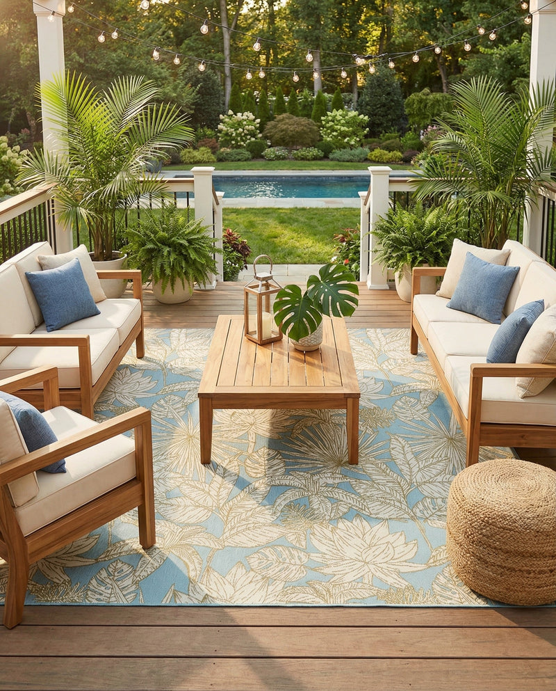 Seaside Blooms Collection Area Rug -  Shalimar Square Soft Blue  lifestyle 21