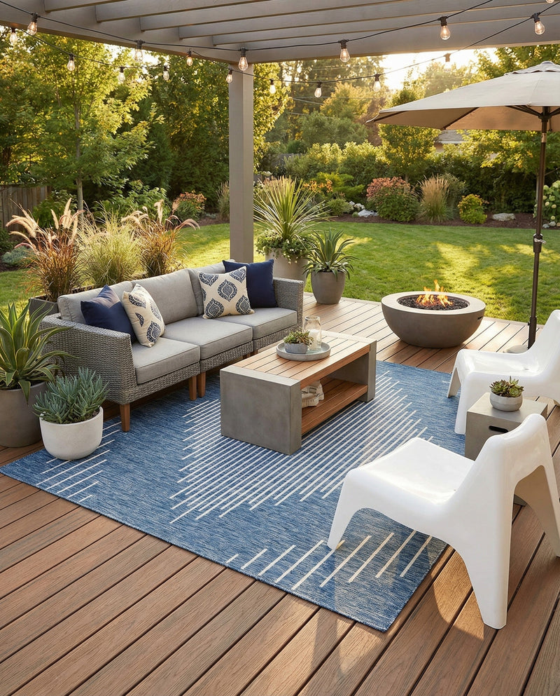 Urban Terrace Collection Area Rug -  Chelsea (Blue) Square Blue  lifestyle 58