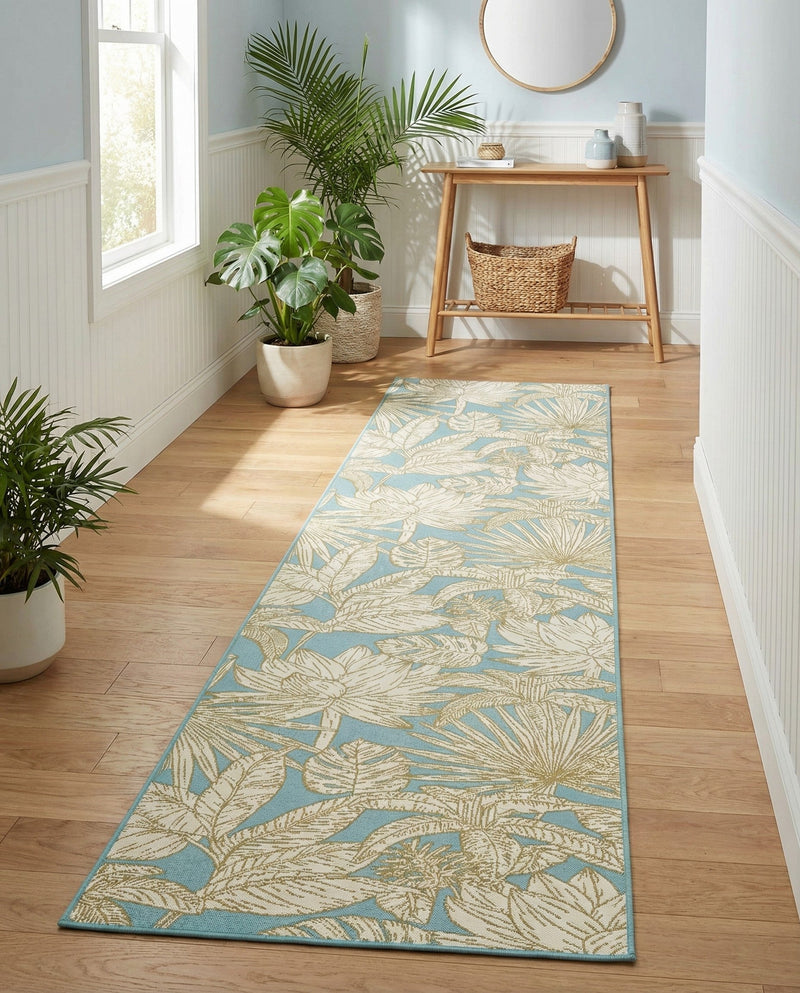 Seaside Blooms Collection Area Rug -  Shalimar Runner Soft Blue  lifestyle 75
