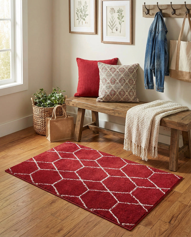 Trellis Mosaic Collection Area Rug - Arborville (Red) Rectangle Red  lifestyle 12