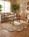 Woven Seaside Jute Collection Area Rug - Nantucket Round Natural and White  lifestyle 31