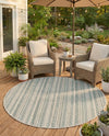 Seaside Stripes Collection Area Rug -  Boardwalk (Teal) Round Teal  lifestyle 24