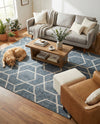 Geo Garden Lattice Collection Area Rug - Savannah Rectangle Harbor Blue  lifestyle 16