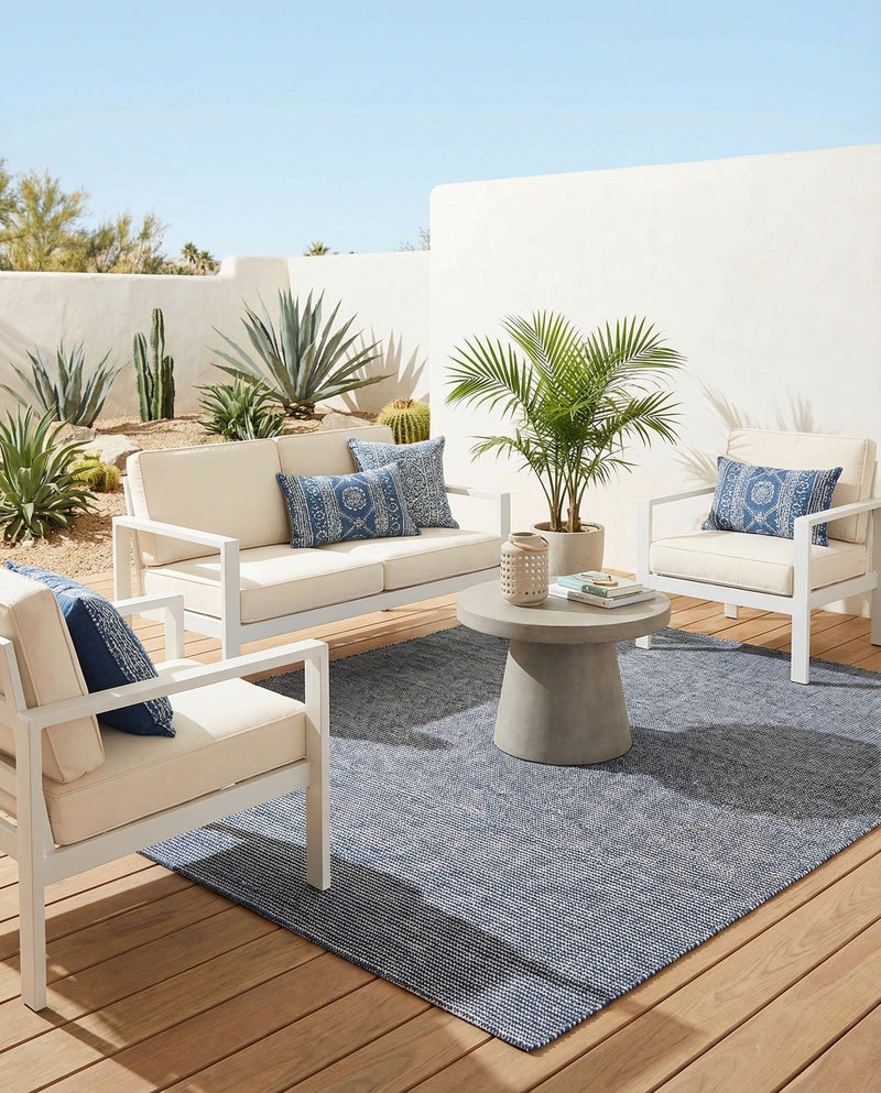 Jill Zarin Sedona Oasis Outdoor Collection Area Rug - Coconino (Navy Sky) Square Navy Sky  lifestyle 46