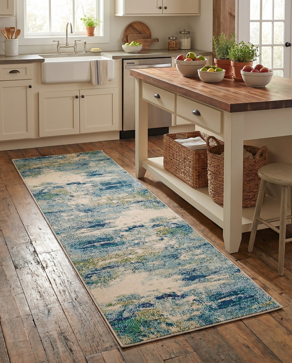 Chromatic Oasis Collection Area Rug -  Serene Runner Light Blue  lifestyle 82