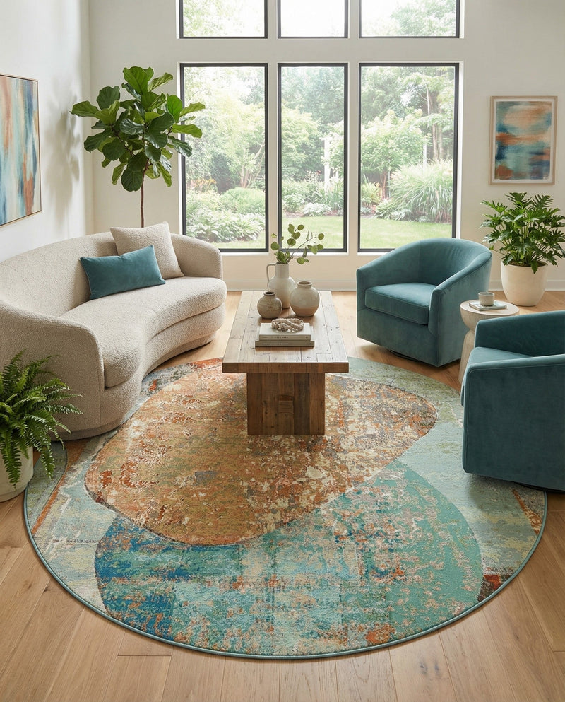 Urban Terrace Collection Area Rug -  Portico Round Multi  lifestyle 79
