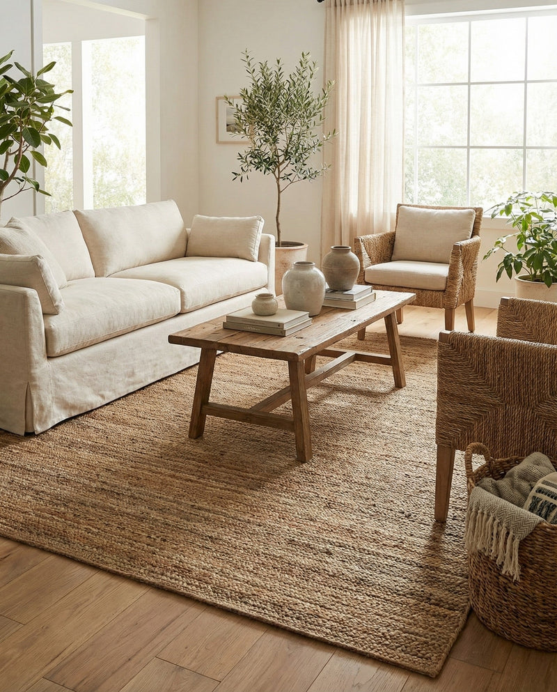 Woven Seaside Jute Collection Area Rug - Savannah (Natural) Rectangle Natural  lifestyle 15