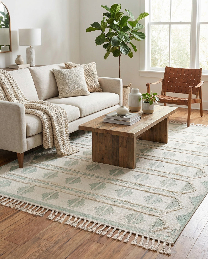 Sonoran Collection Area Rug - BellRock Rectangle Aquamarine and White  lifestyle 30