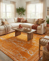 Dover Terrace Collection Area Rug -  Lagoon (Orange) Square Orange  lifestyle 77