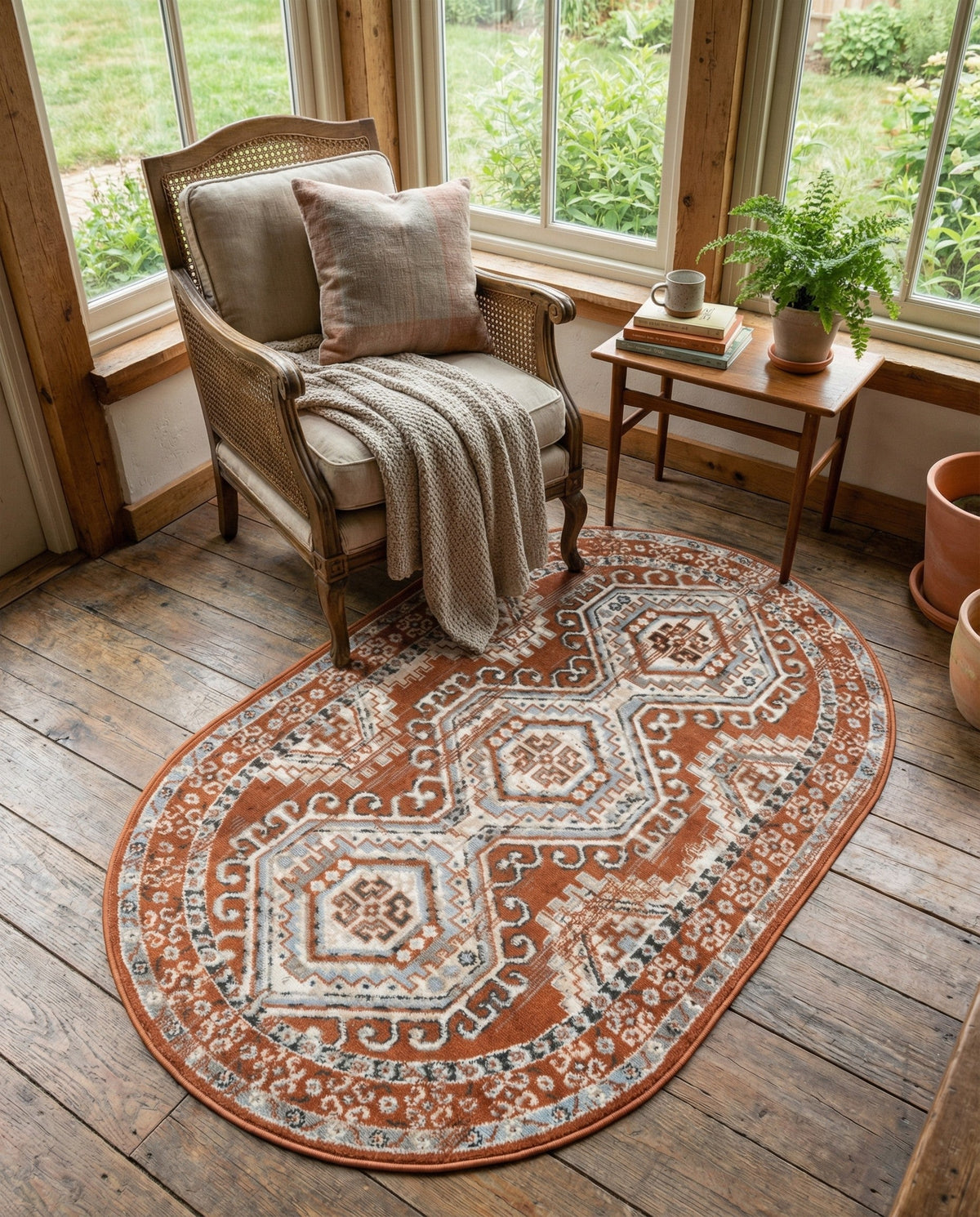 Savannah Elegance Collection Area Rug -  Tybee (Terracotta) Oval Terracotta  lifestyle 100