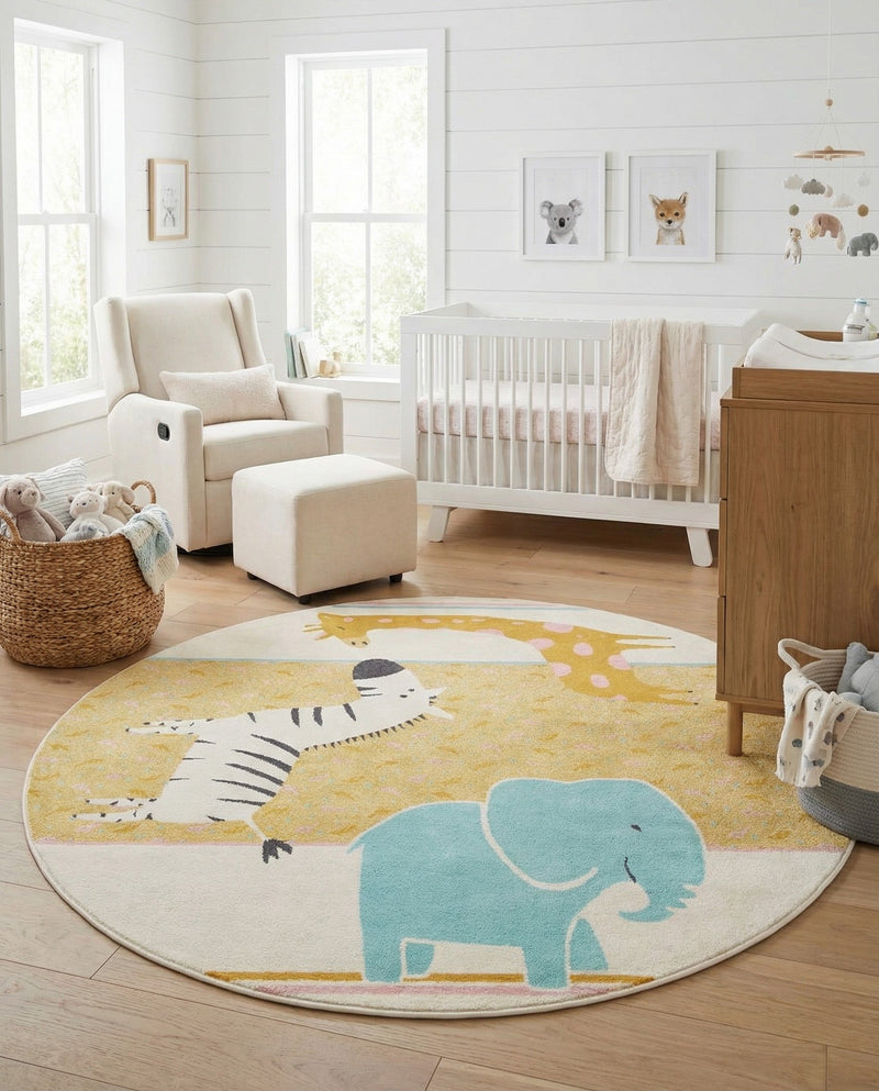 Wonder Tykes Collection Area Rug -  Wonderland Round Ivory  lifestyle 50