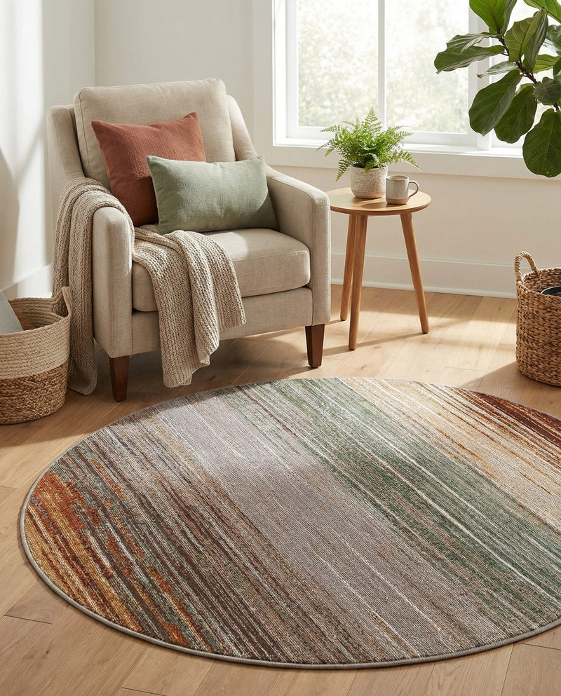 Urban Terrace Collection Area Rug -  Corsica Round Multi  lifestyle 69