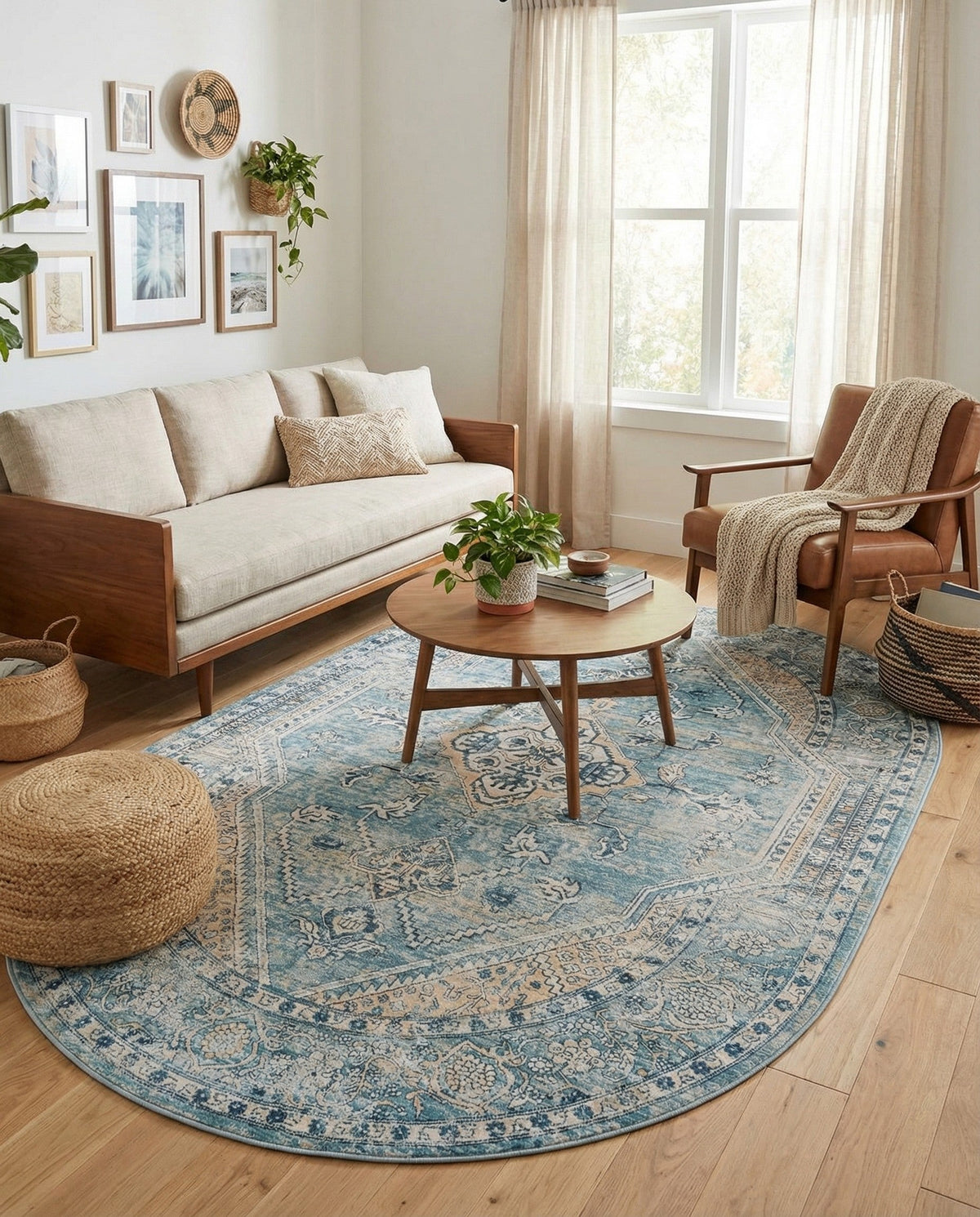 Coastal Haven Collection Area Rug -  Marina Oval Blue  lifestyle 210
