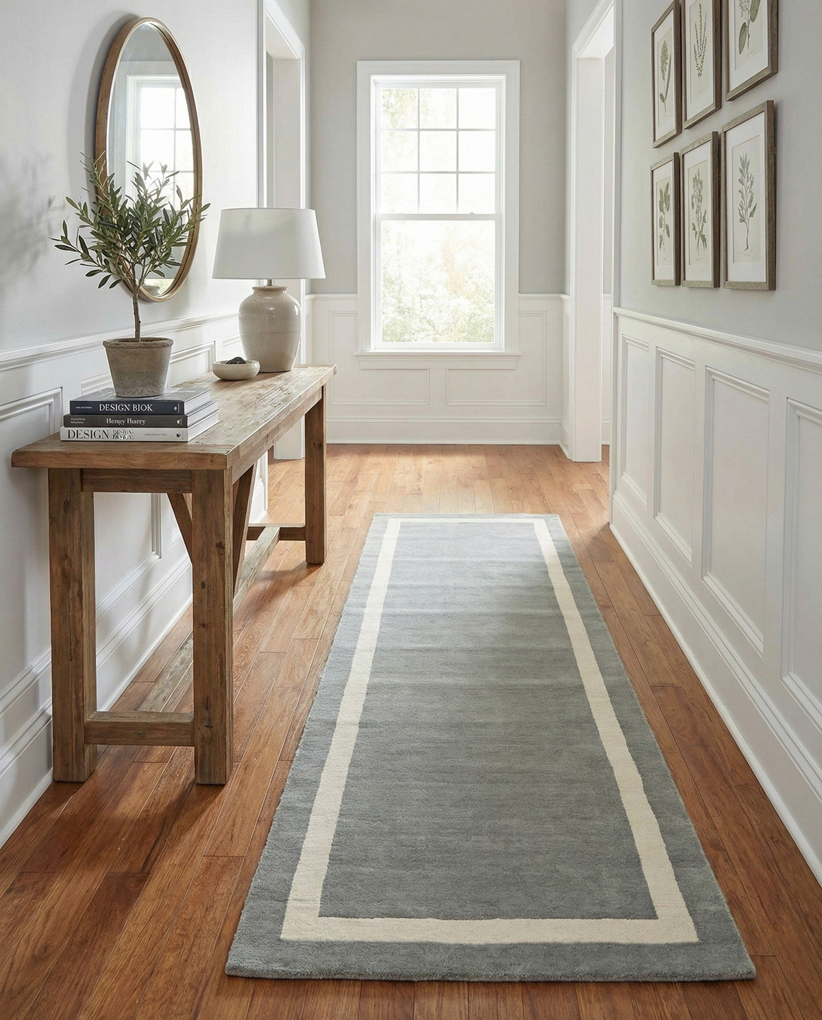 Savannah Borders Wool Collection Area Rug - Chatham Runner Earl Gray  lifestyle 166