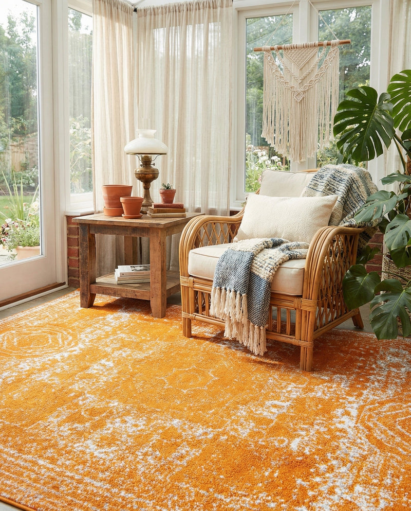 Dover Terrace Collection Area Rug -  Lagoon (Orange) Rectangle Orange  lifestyle 12