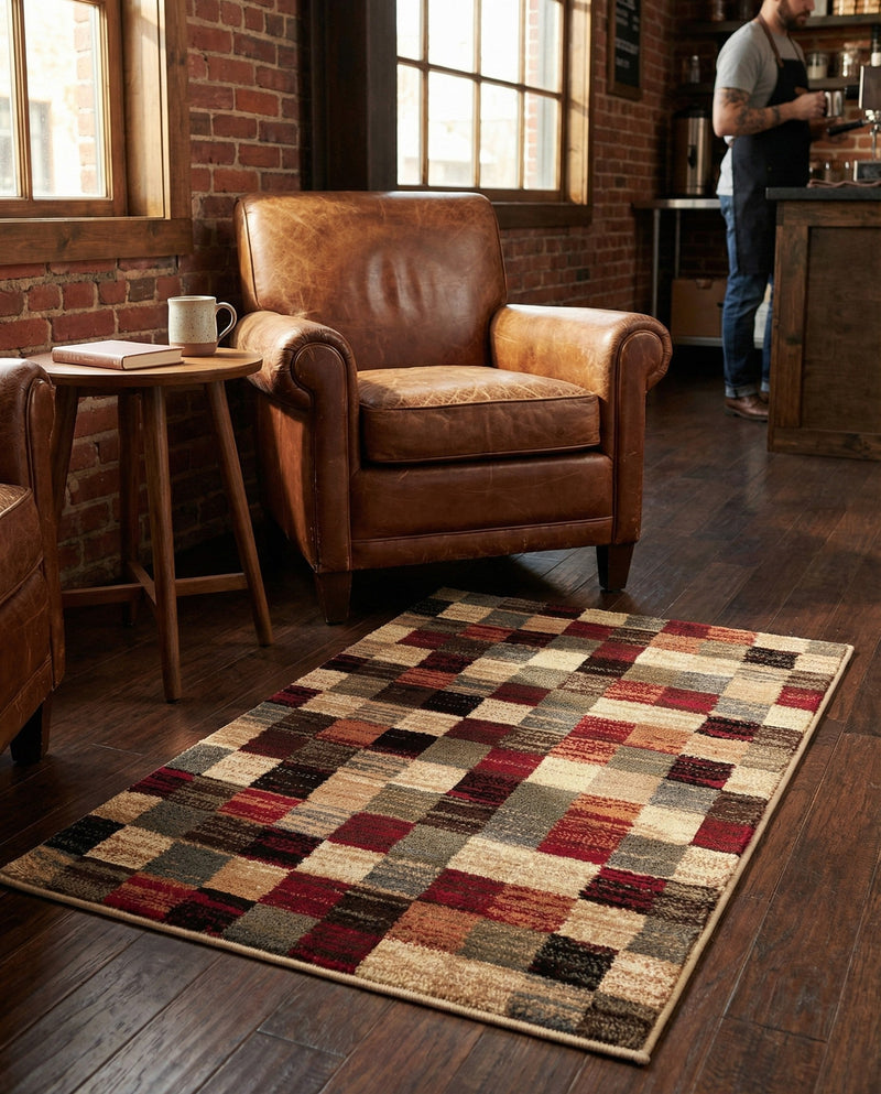 Bistro Lounge Collection Area Rug - Espresso Rectangle Multi  lifestyle 24
