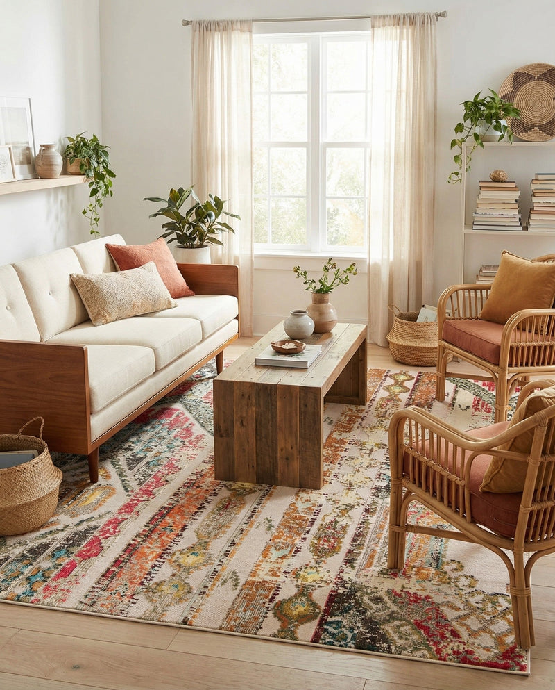 Outdoor Marrakesh Collection Area Rug -  Agadir Rectangle Multi Beige  lifestyle 42