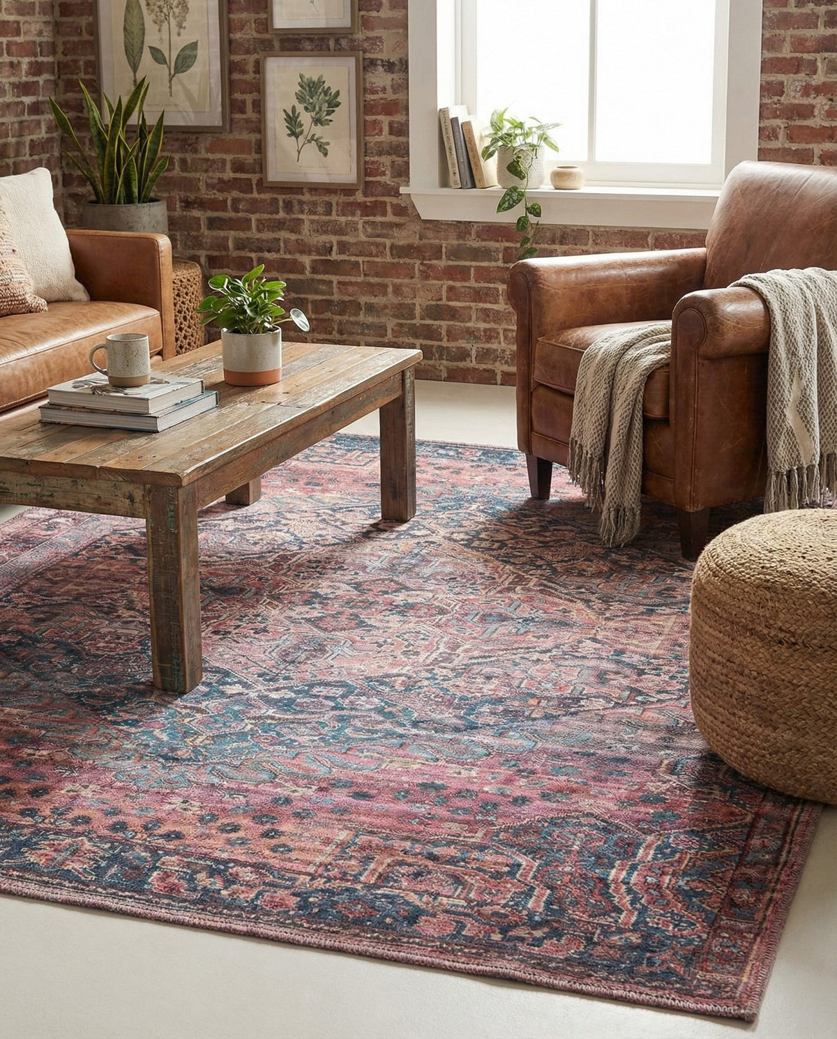 Zahara Oasis Collection Area Rug -  Agadir Square Antique Rust Red  lifestyle 90