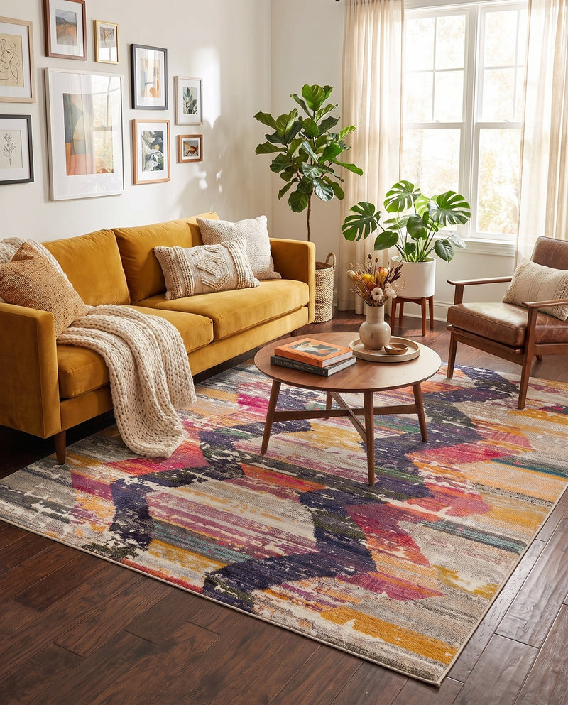 Colorburst Oasis Collection Area Rug -  Mirage Square Multi  lifestyle 73