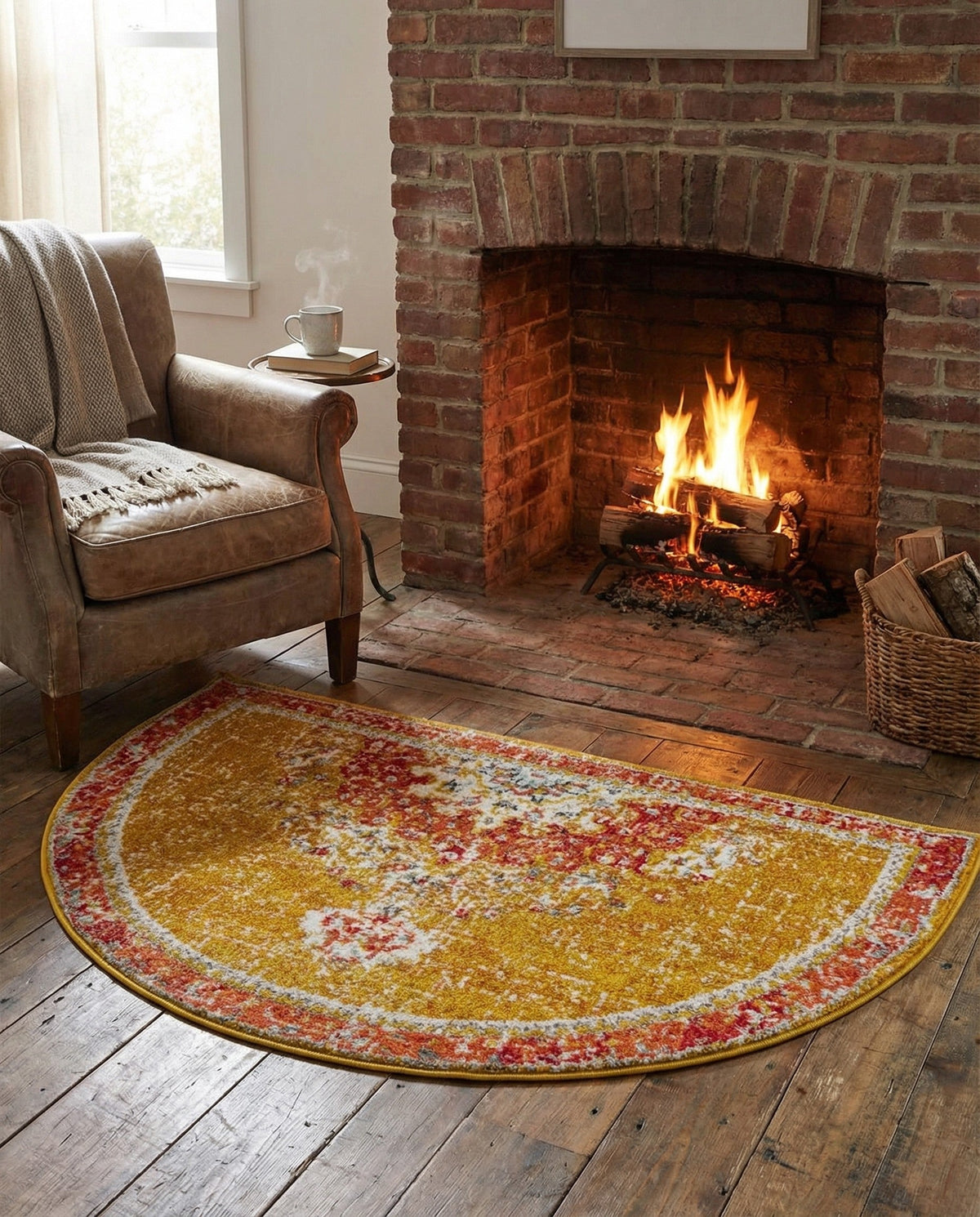 Brighton Terrace Collection Area Rug - Hove (Gold) Hearth Gold  lifestyle 109