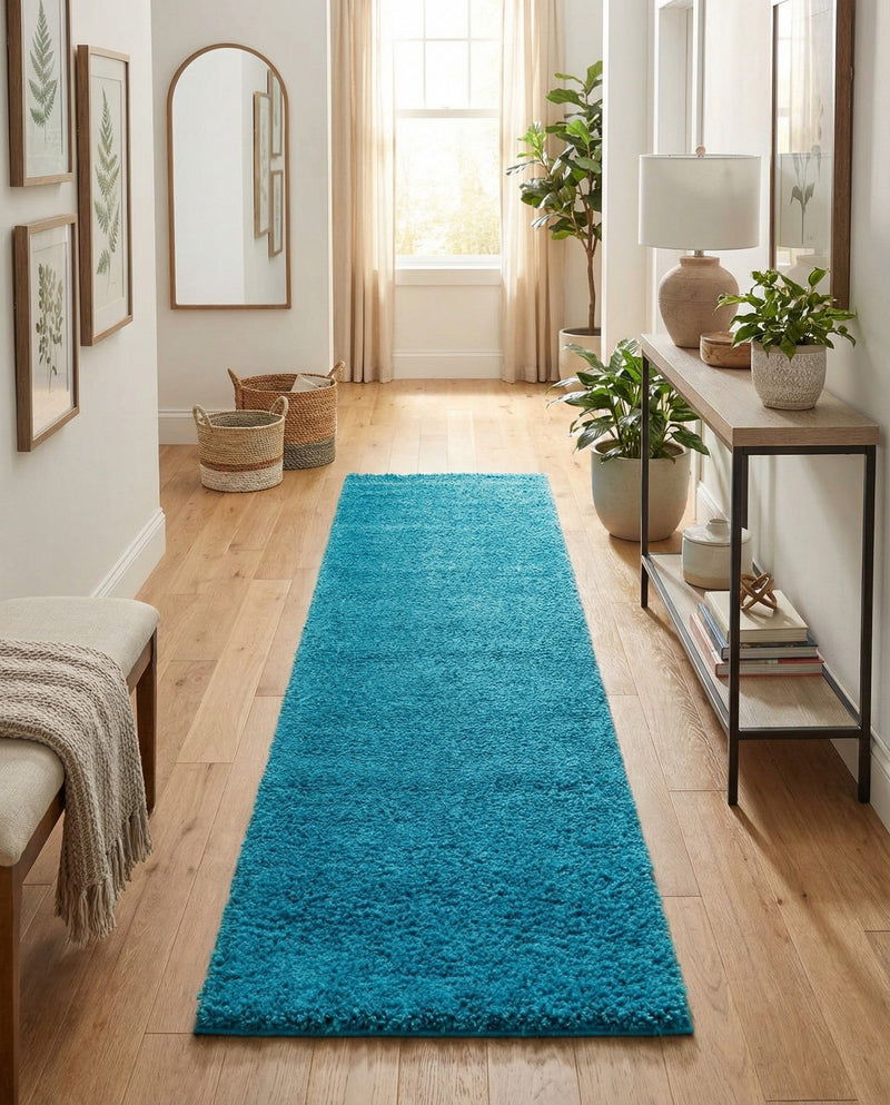 Plush Oasis Collection Area Rug - Serenity (Turquoise) Runner Turquoise  lifestyle 33