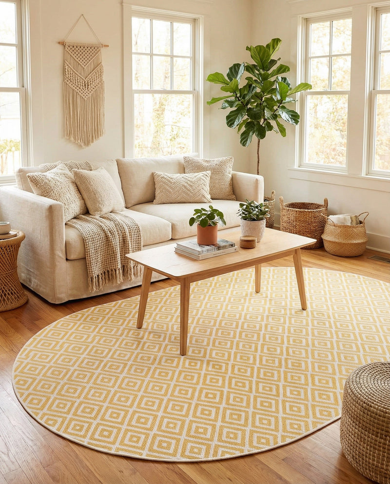 Urban Oasis Rugs Collection Area Rug -  Rooftop (Yellow Ivory) Oval Yellow Ivory  lifestyle 64