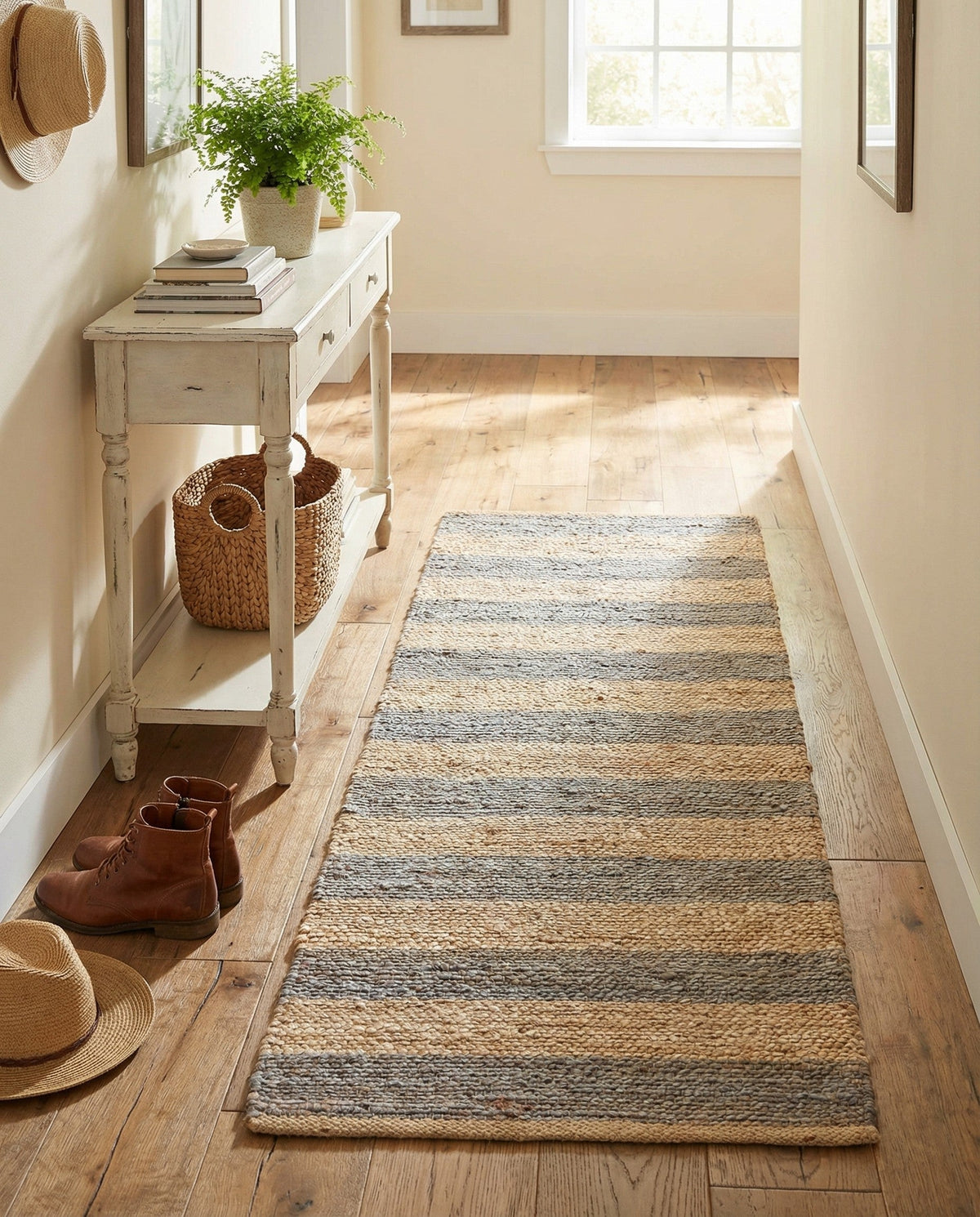 Woven Seaside Jute Collection Area Rug - Nantucket Runner Gray Ivory  lifestyle 86