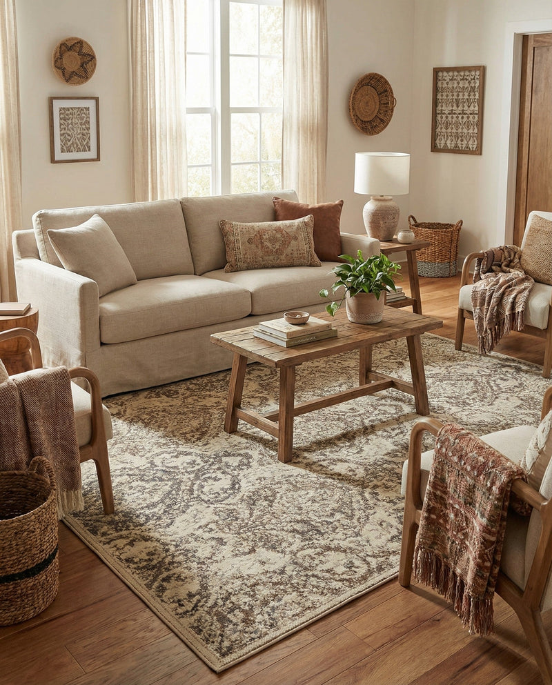 Gobi Sands Collection Area Rug -  Hami Rectangle Beige  lifestyle 7
