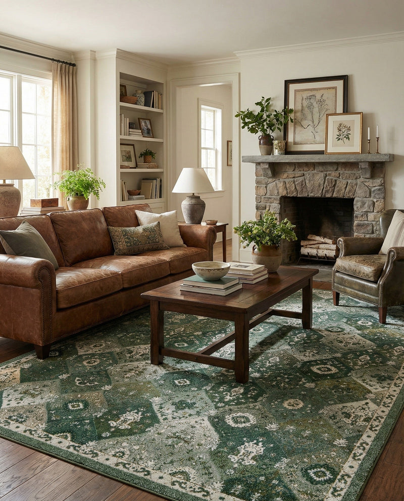 Brighton Terrace Collection Area Rug -  Rottingdean (Green) Rectangle Green  lifestyle 11
