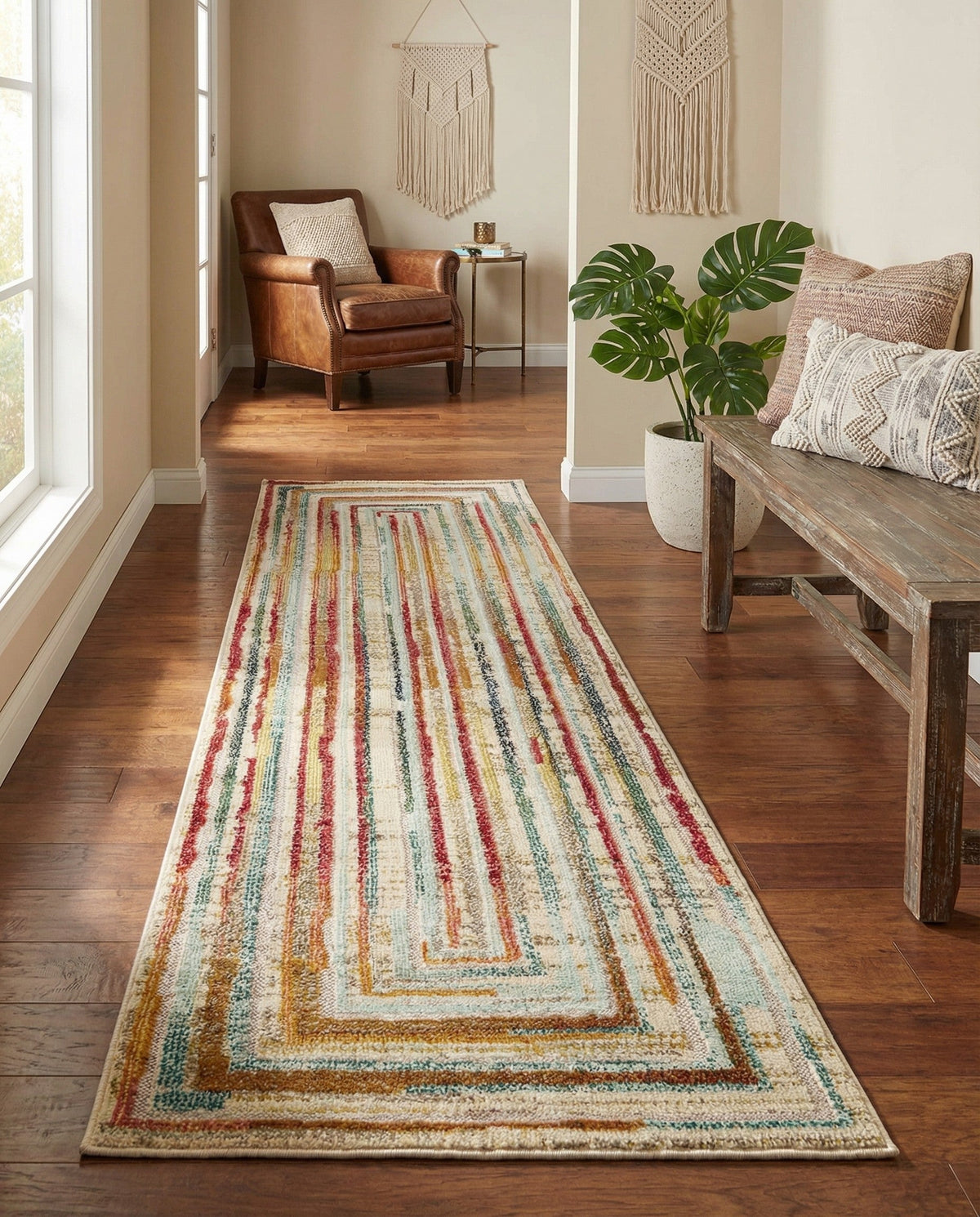 Outdoor Marrakesh Collection Area Rug -  Ouarzazate Runner Multi Beige  lifestyle 83