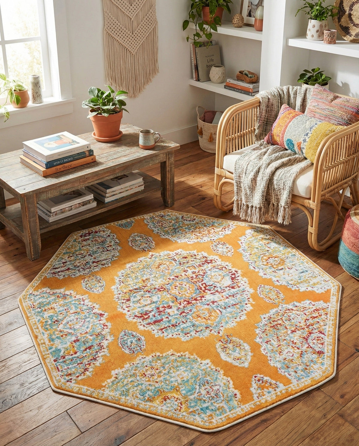 Arcadia Rugs Collection Area Rug -  Atlantis (Orange) Octagon Orange  lifestyle 42