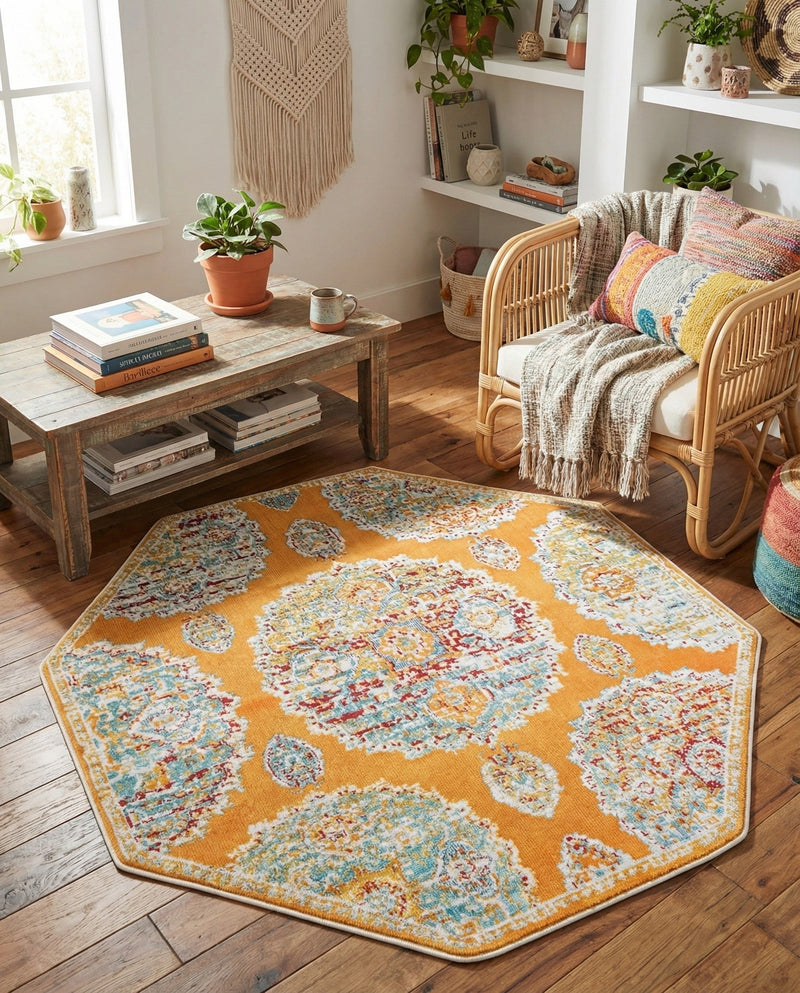 Arcadia Rugs Collection Area Rug -  Atlantis (Orange) Octagon Orange  lifestyle 42